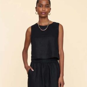 2/$250 Xirena black linen sleeveless Robbie top - Medium NWOT